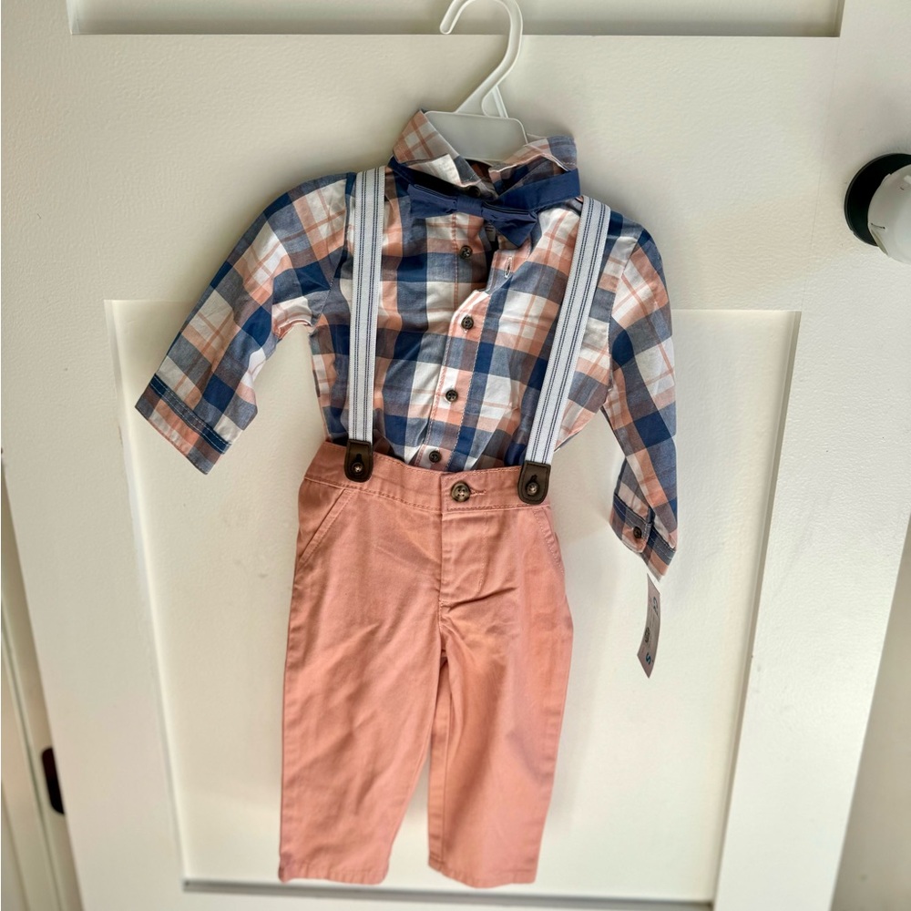 Carters 3 piecePlaid Shirt and Pants Set with Bow Tie